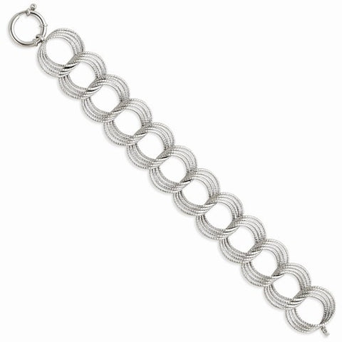 14K White Gold Fancy Link Textured Bracelet