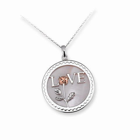 Sterling Silver Gold-Plated Postage Stamp Love Letters Necklace