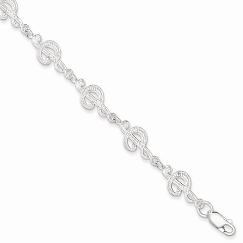 Sterling Silver Treble Clefs Bracelet