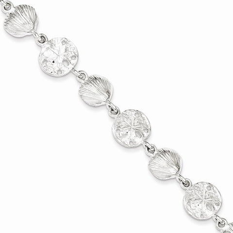 Sterling Silver Seashells & Sand Dollars Bracelet