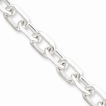 Sterling Silver Fancy Diamond-Cut Open Link Cable Chain