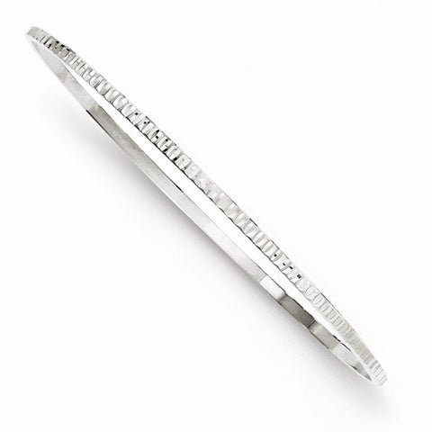 Sterling Silver Fancy Diamond-Cut Slip-On Bangle Bracelet