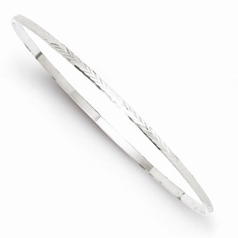 Sterling Silver Fancy Diamond-Cut Slip-On Bangle Bracelet