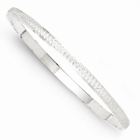 Sterling Silver Fancy Diamond-Cut Round Slip-On Bangle Bracelet