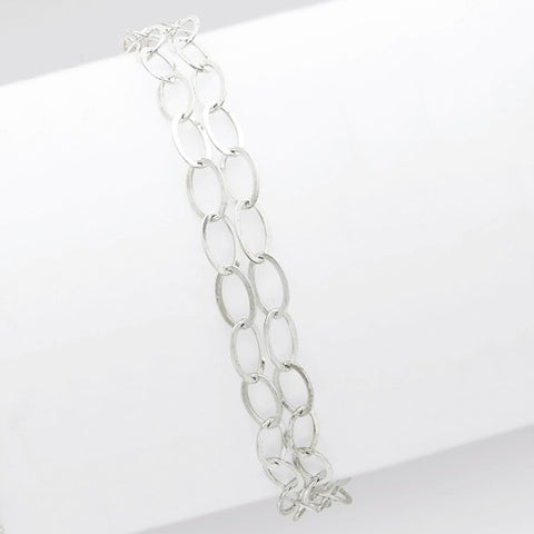 Sterling Silver Double Strand Oval Link Bracelet
