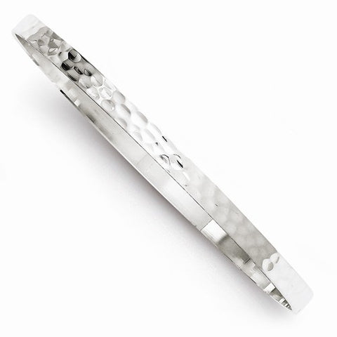 Sterling Silver Haered Round Slip-On Bangle Bracelet
