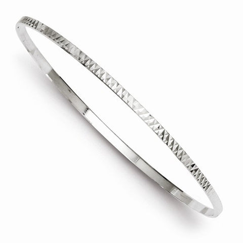 Sterling Silver Diamond-Cut Round Slip-On Bangle Bracelet