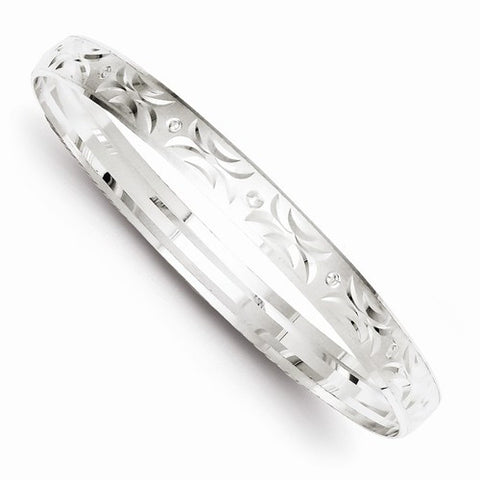 Sterling Silver Diamond-Cut Slip-On Bangle Bracelet