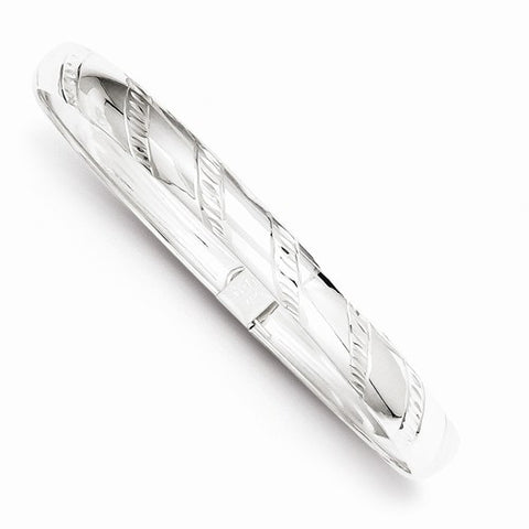 Sterling Silver Diamond-Cut Flexible Bangle Bracelet