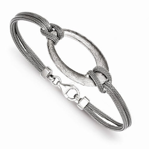 Sterling Silver Brushed Oval Mesh Knotted Bracelet
