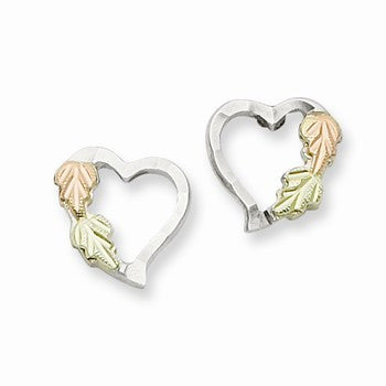 Sterling Silver 12K Heart Post Earrings
