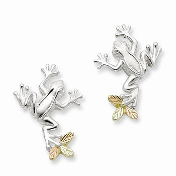 Sterling Silver 12K Frog Post Earrings