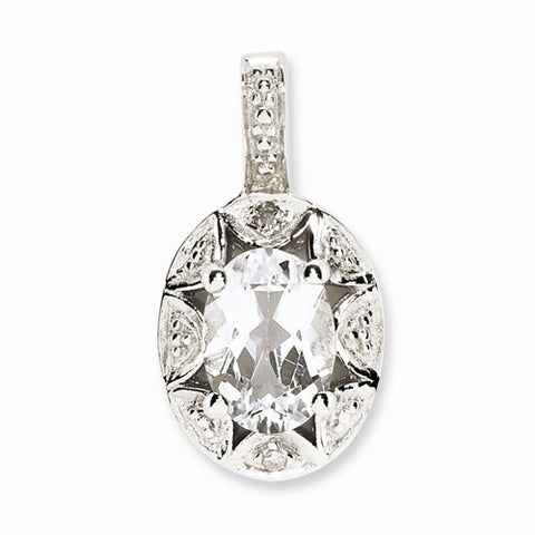 Sterling Silver Diamond & White Topaz pendant, Lovely Pendants for Necklace