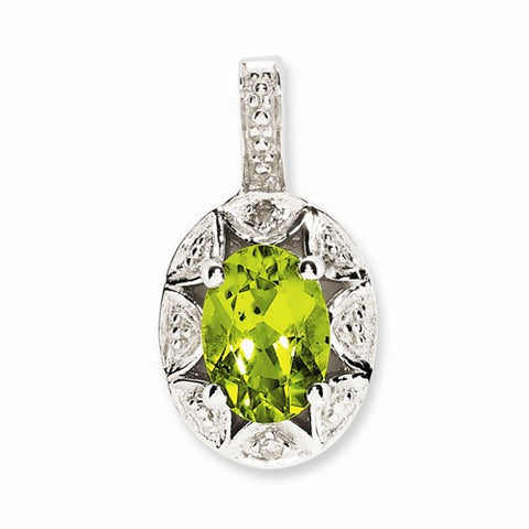 Sterling Silver Diamond & Peridot pendant, Stylish Pendants for Necklace