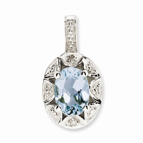 Sterling Silver Diamond & Aquamarine pendant, Dazzling Pendants for Necklace