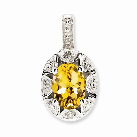 Sterling Silver Diamond & Citrine pendant, Delightful Pendants for Necklace
