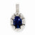 Sterling Silver Diamond & Created Sapphire pendant, Fine Pendants for Necklace