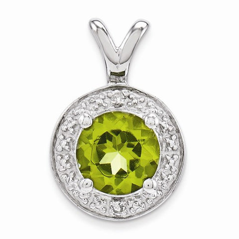 Sterling Silver Diamond & Peridot pendant, Pretty Pendants for Necklace