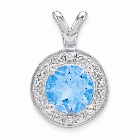 Sterling Silver Diamond & Blue Topaz pendant, Gorgeous Pendants for Necklace