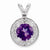 Sterling Silver Diamond & Amethyst Pendant, Lovely Pendants for Necklace