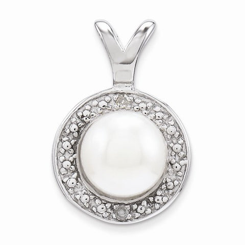 Sterling Silver Diamond & Pearl pendant, Alluring Pendants for Necklace