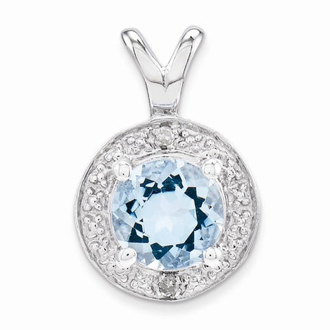 Sterling Silver Diamond & Aquamarine pendant, Appealing Pendants for Necklace