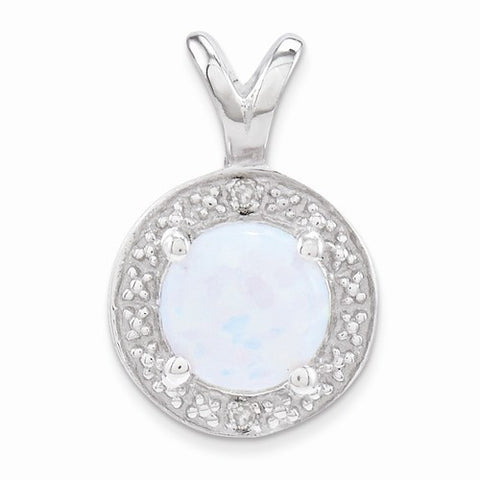 Sterling Silver Diamond & Created Opal pendant, Dazzling Pendants for Necklace