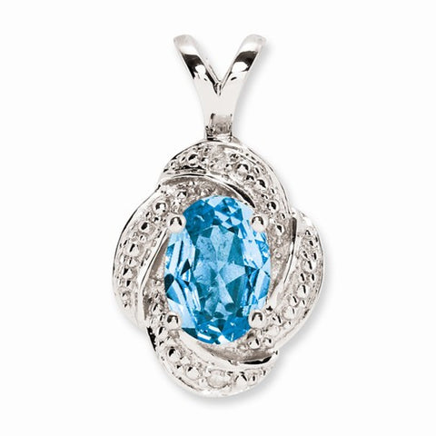 Sterling Silver Diamond & Blue Topaz pendant, Fine Pendants for Necklace