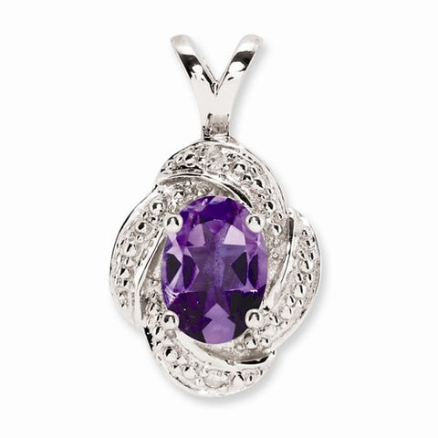 Sterling Silver Diamond & Amethyst Pendant, Pendants for Necklace