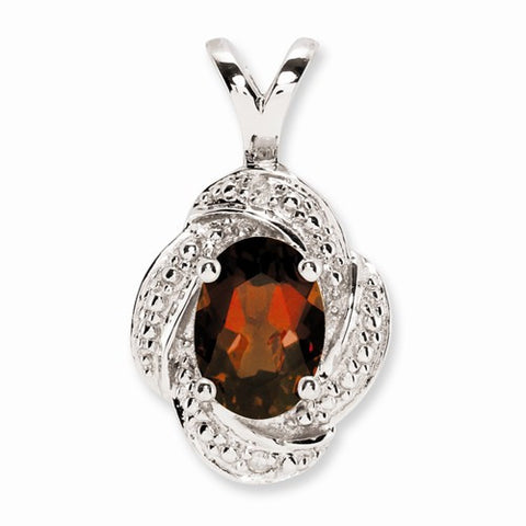 Sterling Silver Diamond & Garnet pendant, Pretty Pendants for Necklace