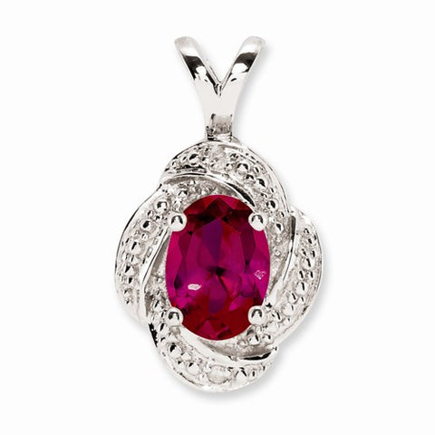 Sterling Silver Diamond & Created Ruby pendant, Gorgeous Pendants for Necklace