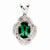 Sterling Silver Diamond & Created Emerald pendant, Classy Pendants for Necklace