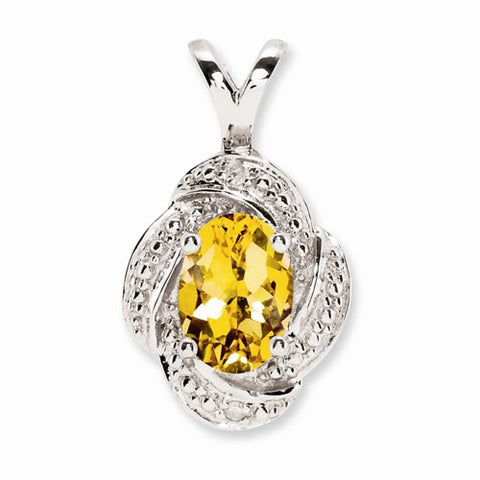 Sterling Silver Diamond & Citrine pendant, Alluring Pendants for Necklace