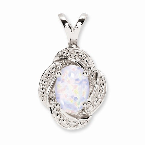Sterling Silver Diamond & Created Opal pendant, Appealing Pendants for Necklace