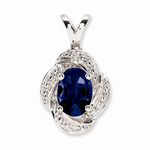 Sterling Silver Diamond & Created Sapphire pendant, Charm