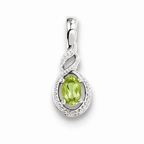 Sterling Silver Peridot & Diamond Pendant, Dazzling Pendants for Necklace