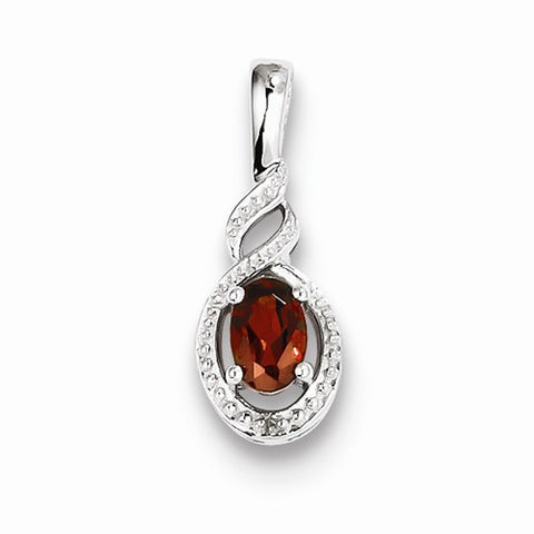 Sterling Silver Garnet & Diamond pendant, Exquisite Pendants for Necklace