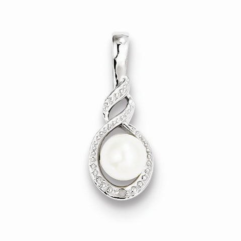 Sterling Silver Pearl & Diamond pendant, Pendants for Necklace