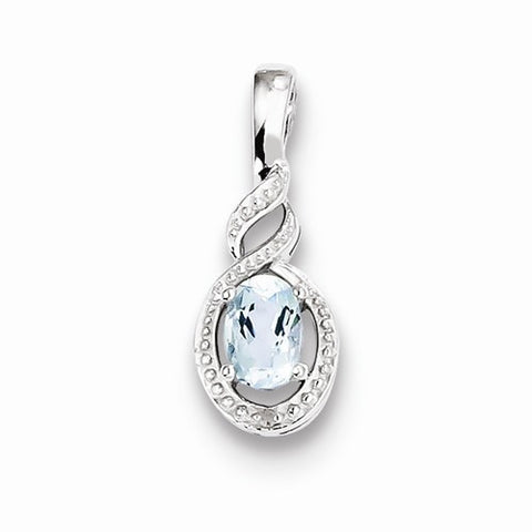 Sterling Silver Aquamarine & Diamond pendant, Pretty Pendants for Necklace