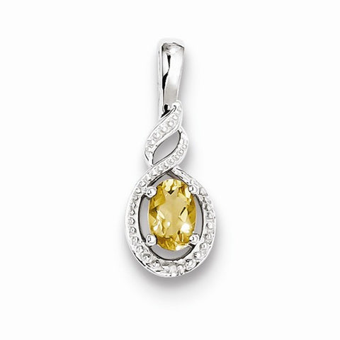 Sterling Silver Citrine & Diamond pendant, Lovely Pendants for Necklace