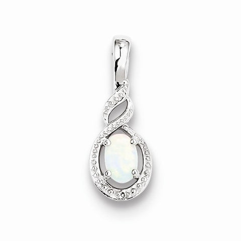 Sterling Silver Created Opal & Diamond pendant, Stylish Pendants for Necklace