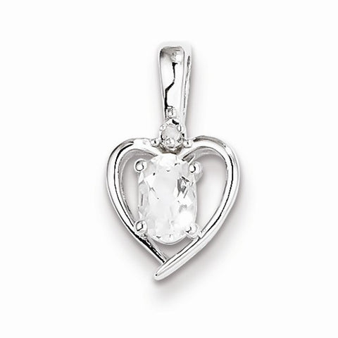 Sterling Silver White Topaz & Diamond pendant, Alluring Pendants for Necklace