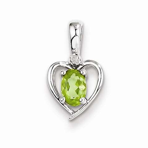 Sterling Silver Peridot &Diamond Pendant, Pendants for Necklace