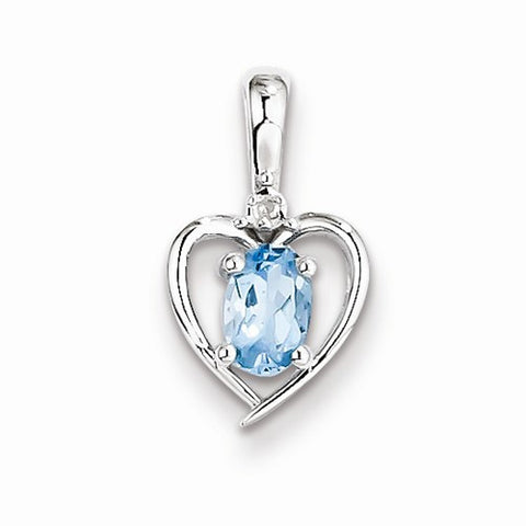 Sterling Silver Light Swiss Blue Topaz & Diamond pendant, Appealing Pendants for Necklace