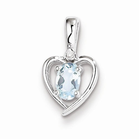 Sterling Silver Aquamarine & Diamond pendant, Delightful Pendants for Necklace