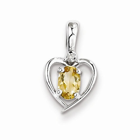 Sterling Silver Citrine & Diamond pendant, Fine Pendants for Necklace