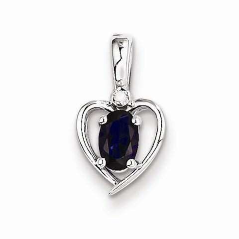 Sterling Silver Created Sapphire & Diamond pendant, Pretty Pendants for Necklace