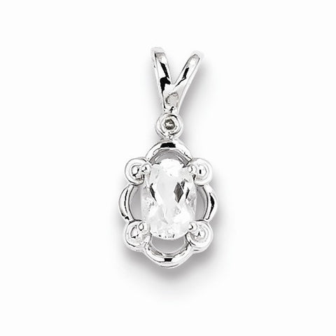 Sterling Silver White Topaz & Diamond pendant, Fine Pendants for Necklace