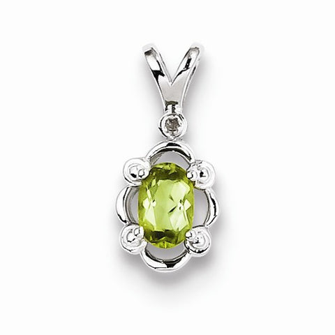 Sterling Silver Peridot & Diamond pendant, Pendants for Necklace
