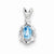 Sterling Silver Light Swiss Blue Topaz & Diamond pendant, Pretty Pendants for Necklace